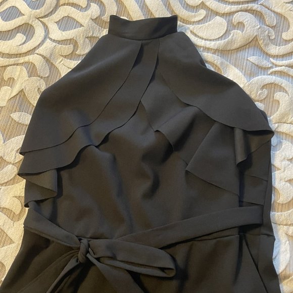 Brand New Bebe Women's Ruffle Halter Tie Neck Jumpsuit Pants Black Size 6 - Picture 5 of 7